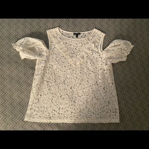 Ivory size small lace top with shoulder cutouts